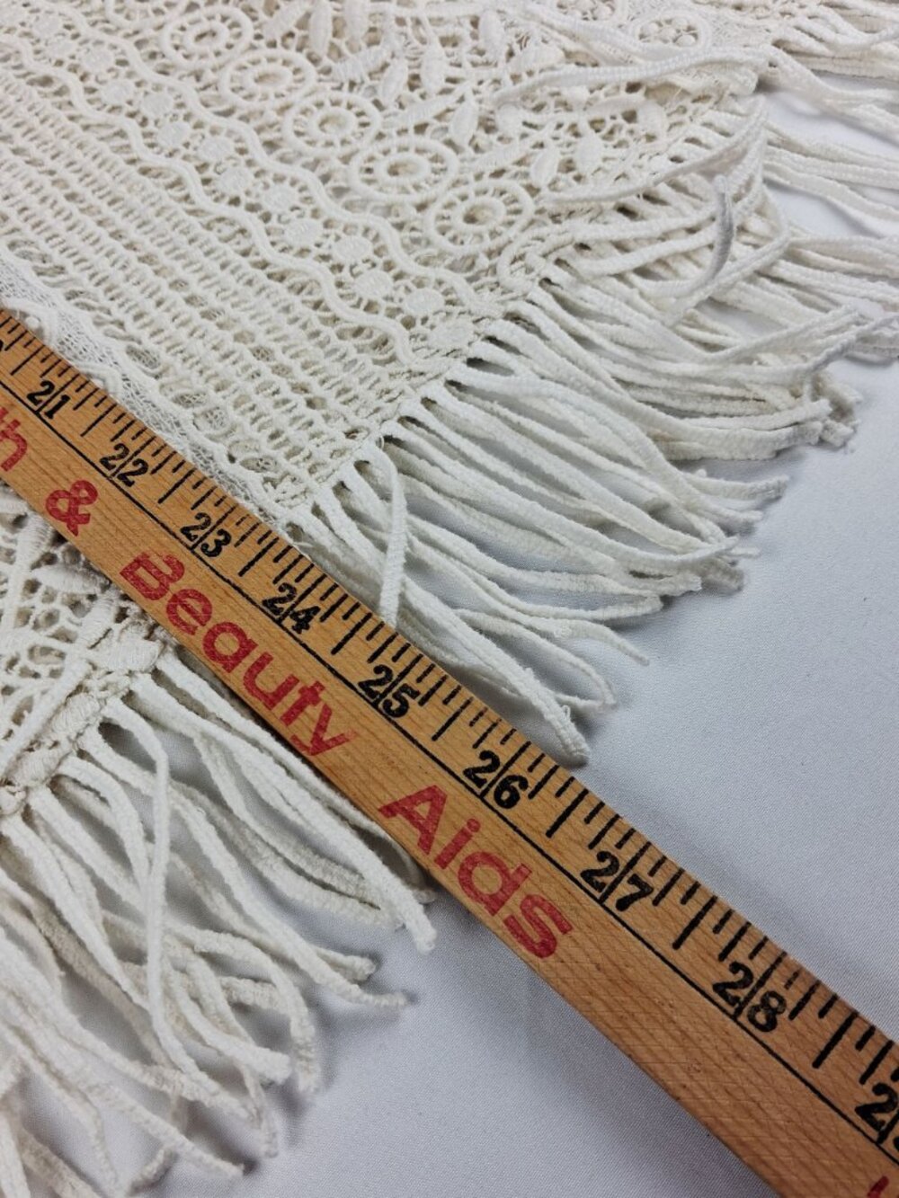 New w/ Tags Ruff Hewn Ivory Crochet Fringe Poncho Size L Lightweight Boho Style - Picture 15 of 16